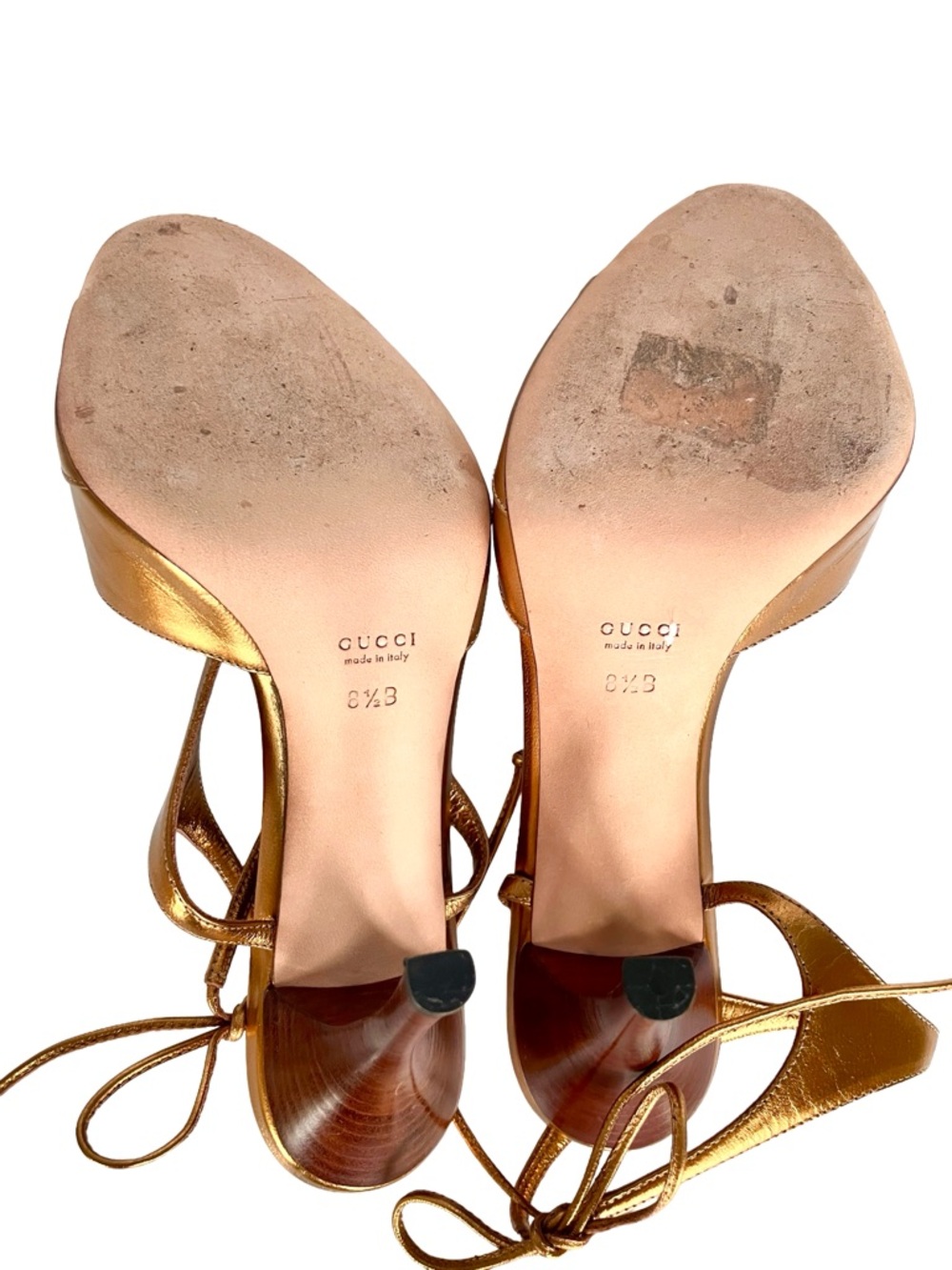 Gucci Tom Ford Era Gold Metallic Strappy Heels Y2K Size 8.5 - Picture 12 of 15
